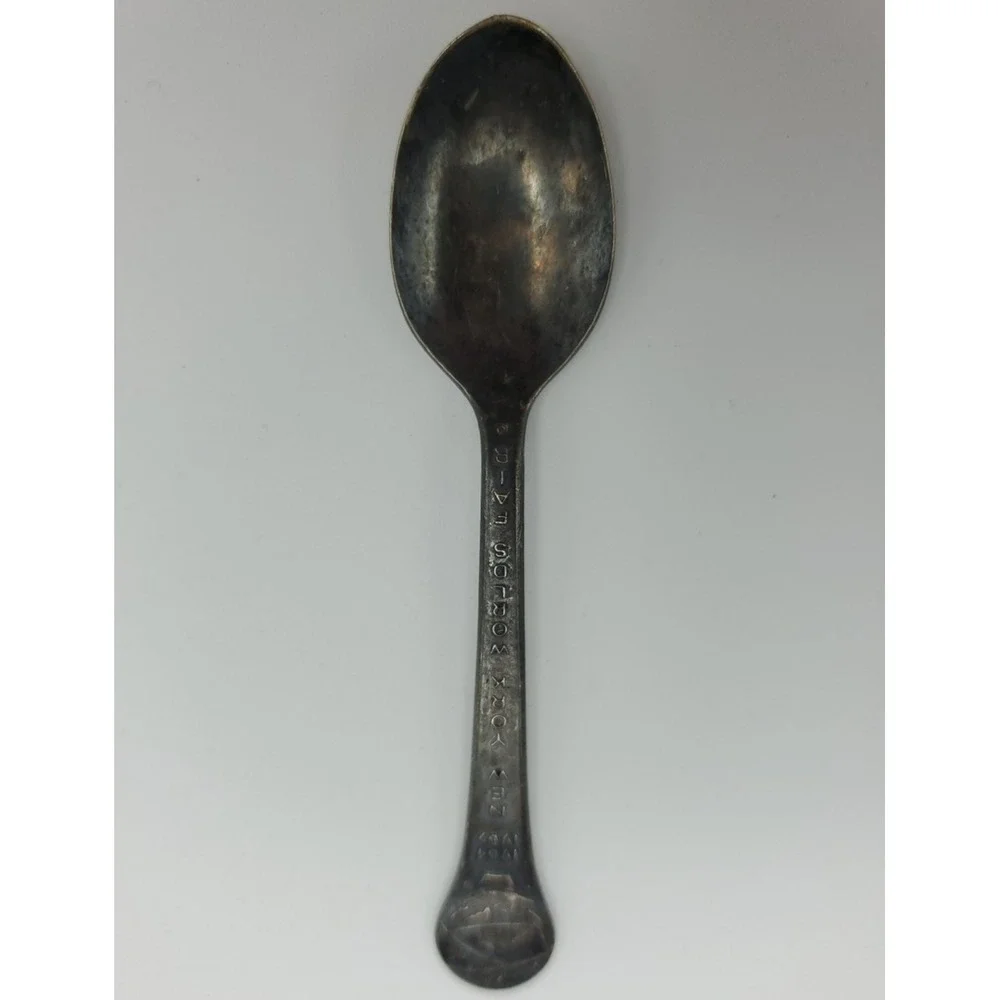 Vtg Oneida Silversmiths New York World's Fair 1964 Souvenir Spoon 3.75in tarnish